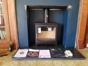 A stove installation ready for commissioning at a historic stone building — Stove Installation and HETAS Certification in Dunfermline, Fife